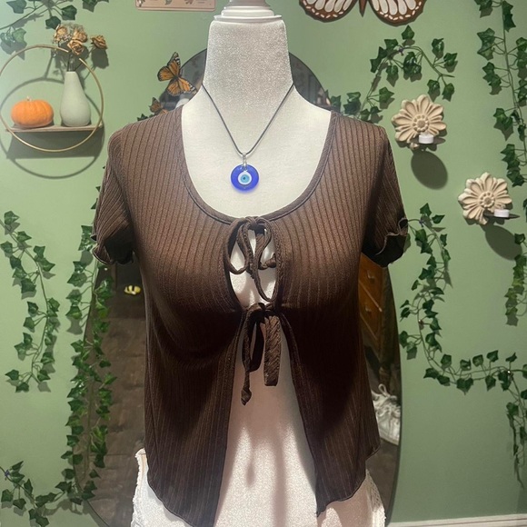 brown tie top - Picture 1 of 3